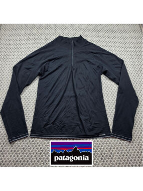 Vintage Patagonia Capilene 1/4 Zip Baselayer Pullover Black XL Made Israel